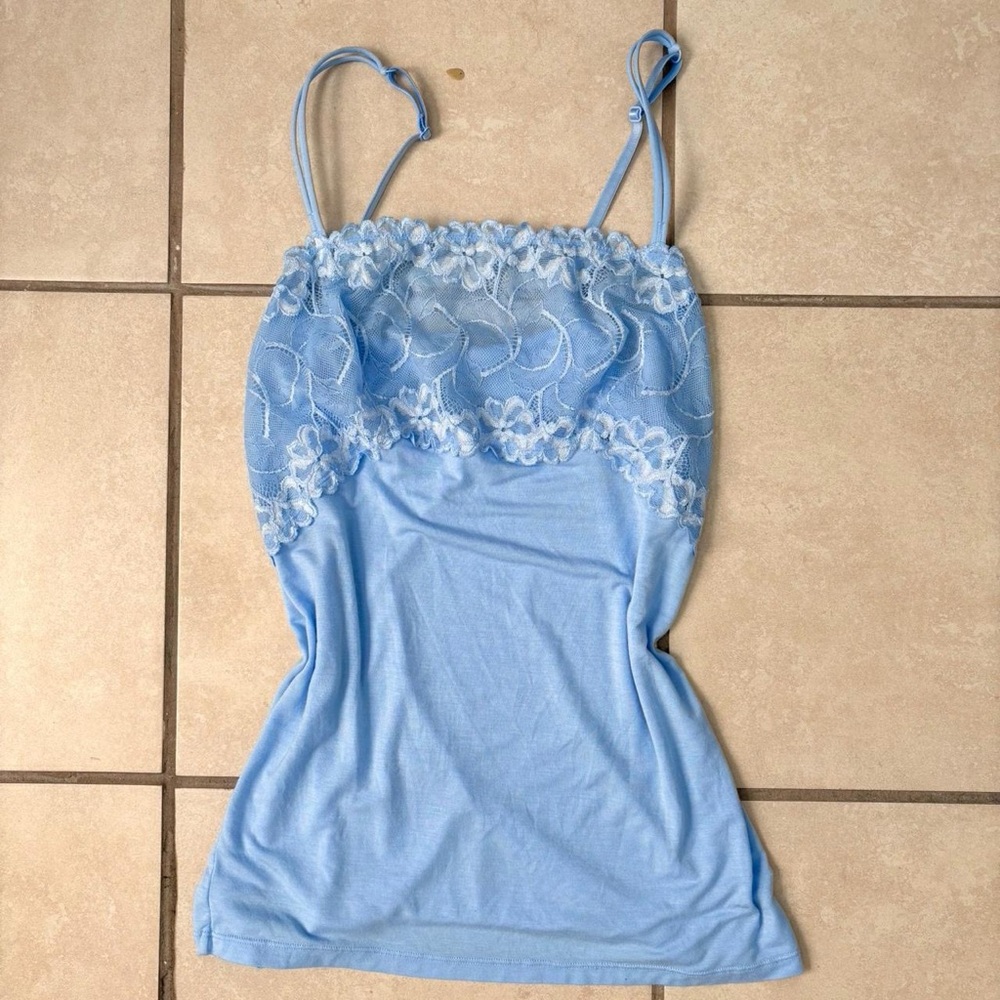 Blue Lace Trim Cami Top